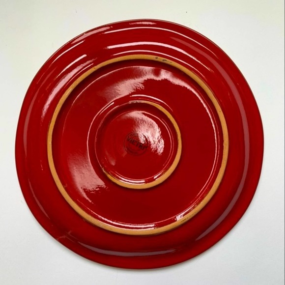 VIETRI Set of 4 Large Rosso Vecchio RETIRED Red Glaze Pottery Plates Italy - Picture 4 of 6